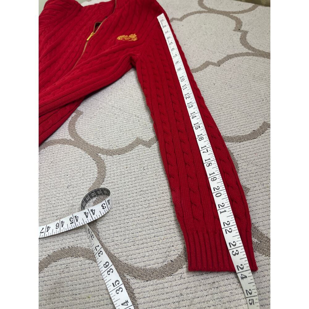 Lauren Ralph Lauren cable-knit zip sweater embroidered crest logo, size small - Picture 7 of 10